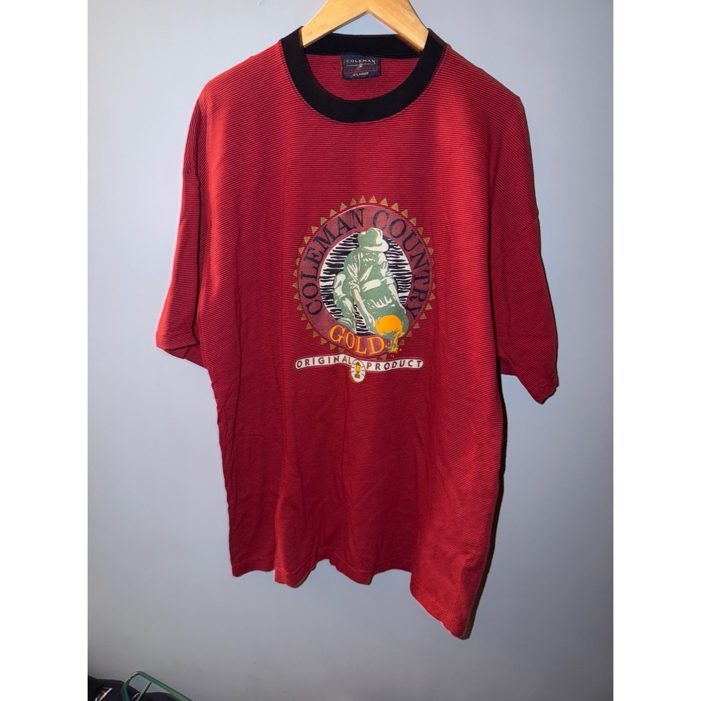 Coleman Country Gold T Shirt Red‎ Stripe Golf Graphic Print Mens XLarge